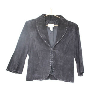 Spiegel Black Suede Bollaro Jacket contrast stitch